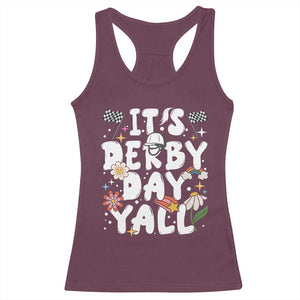 It's Derby Day Y'All Racerback Tank Top Retro Groovy KY Horse Racing TS02 Maroon Print Your Wear