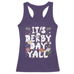It's Derby Day Y'All Racerback Tank Top Retro Groovy KY Horse Racing TS02 Purple Print Your Wear