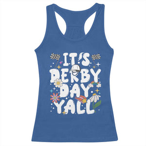 It's Derby Day Y'All Racerback Tank Top Retro Groovy KY Horse Racing TS02 Royal Blue Print Your Wear