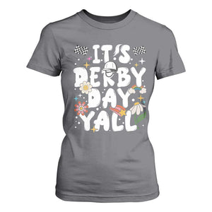 It's Derby Day Y'All T Shirt For Women Retro Groovy KY Horse Racing TS02 Charcoal Print Your Wear