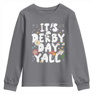 It's Derby Day Y'All Youth Sweatshirt Retro Groovy KY Horse Racing TS02 Charcoal Print Your Wear
