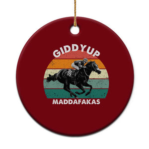 Giddy Up Madafakas Retro Sunset Horse Racing Ceramic Ornament Funny Sarcastic Equestrian Jockey Vintage 70s TS02 1pc Red Print Your Wear