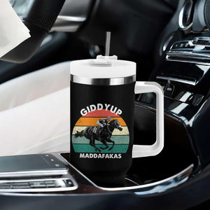 Giddy Up Madafakas Retro Sunset Horse Racing Tumbler With Handle Funny Sarcastic Equestrian Jockey Vintage 70s TS02 Print Your Wear