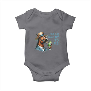 Talk Derby To Me Baby Onesie Funny Horse Racing KY Racing Day TS02 Charcoal Print Your Wear
