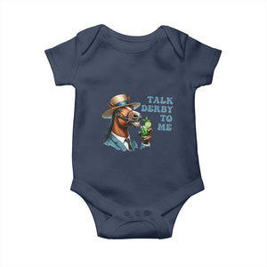 Talk Derby To Me Baby Onesie Funny Horse Racing KY Racing Day TS02 Navy Print Your Wear