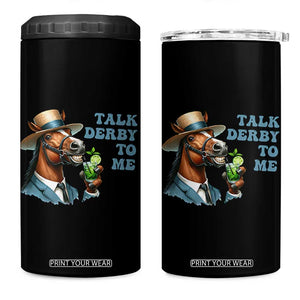 Talk Derby To Me 4 in 1 Can Cooler Tumbler Funny Horse Racing KY Racing Day TS02 One Size: 16 oz Black Print Your Wear