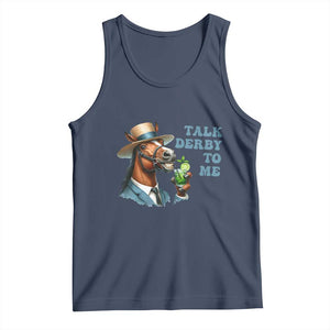Talk Derby To Me Tank Top Funny Horse Racing KY Racing Day TS02 Navy Print Your Wear