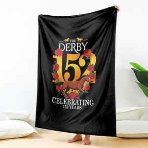 Celebrating 152 Years Horse Racing Anniversary Horseshoe Graphic Throw Blanket Elegant Run Lucky Charm Floral 152nd Anniversary TS02 Print Your Wear
