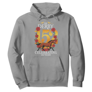 Celebrating 152 Years Horse Racing Anniversary Horseshoe Graphic Hoodie Elegant Run Lucky Charm Floral 152nd Anniversary TS02 Sport Gray Print Your Wear