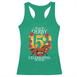 Celebrating 152 Years Horse Racing Anniversary Horseshoe Graphic Racerback Tank Top Elegant Run Lucky Charm Floral 152nd Anniversary TS02 Irish Green Print Your Wear