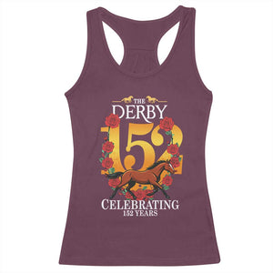 Celebrating 152 Years Horse Racing Anniversary Horseshoe Graphic Racerback Tank Top Elegant Run Lucky Charm Floral 152nd Anniversary TS02 Maroon Print Your Wear