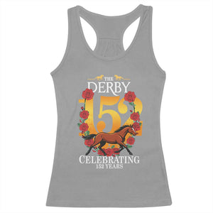 Celebrating 152 Years Horse Racing Anniversary Horseshoe Graphic Racerback Tank Top Elegant Run Lucky Charm Floral 152nd Anniversary TS02 Sport Gray Print Your Wear