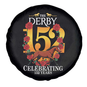 Celebrating 152 Years Horse Racing Anniversary Horseshoe Graphic Spare Tire Cover Elegant Run Lucky Charm Floral 152nd Anniversary TS02 Print Your Wear