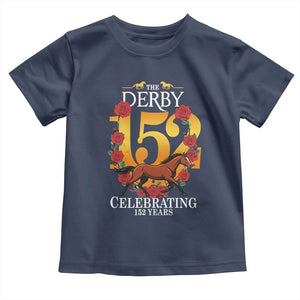 Celebrating 152 Years Horse Racing Anniversary Horseshoe Graphic Toddler T Shirt Elegant Run Lucky Charm Floral 152nd Anniversary TS02 Navy Print Your Wear