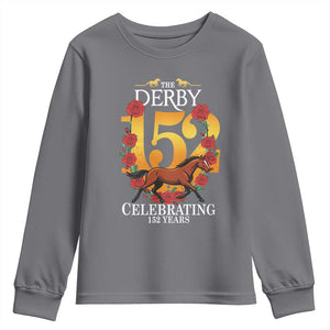 Celebrating 152 Years Horse Racing Anniversary Horseshoe Graphic Youth Sweatshirt Elegant Run Lucky Charm Floral 152nd Anniversary TS02 Charcoal Print Your Wear