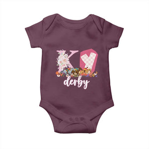 Retro Floral KY Horse Racing Graphic Baby Onesie Pink Gingham Southern Belle Derby Day Aesthetic TS02 Maroon Print Your Wear
