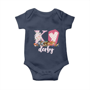 Retro Floral KY Horse Racing Graphic Baby Onesie Pink Gingham Southern Belle Derby Day Aesthetic TS02 Navy Print Your Wear
