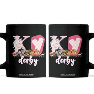 Retro Floral KY Horse Racing Graphic Coffee Mug Pink Gingham Southern Belle Derby Day Aesthetic TS02 Black Print Your Wear