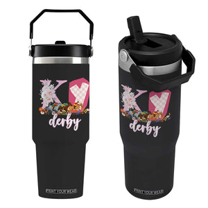 Retro Floral KY Horse Racing Graphic Flip Straw Tumbler Pink Gingham Southern Belle Derby Day Aesthetic TS02 One Size: 30 oz Black Print Your Wear
