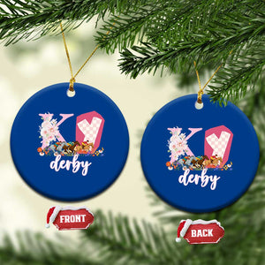 Retro Floral KY Horse Racing Graphic Ceramic Ornament Pink Gingham Southern Belle Derby Day Aesthetic TS02 1pc Blue Print Your Wear