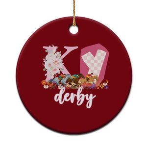 Retro Floral KY Horse Racing Graphic Ceramic Ornament Pink Gingham Southern Belle Derby Day Aesthetic TS02 1pc Red Print Your Wear