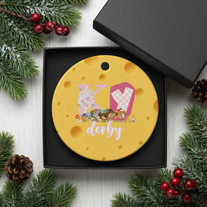 Retro Floral KY Horse Racing Graphic Ceramic Ornament Pink Gingham Southern Belle Derby Day Aesthetic TS02 1pc Yellow Cheese Print Your Wear