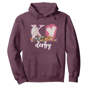 Retro Floral KY Horse Racing Graphic Hoodie Pink Gingham Southern Belle Derby Day Aesthetic TS02 Maroon Print Your Wear