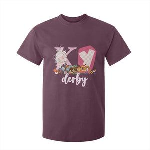 Retro Floral KY Horse Racing Graphic T Shirt For Kid Pink Gingham Southern Belle Derby Day Aesthetic TS02 Maroon Print Your Wear