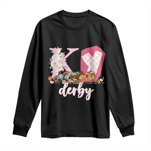 Retro Floral KY Horse Racing Graphic Long Sleeve Shirt Pink Gingham Southern Belle Derby Day Aesthetic TS02 Black Print Your Wear