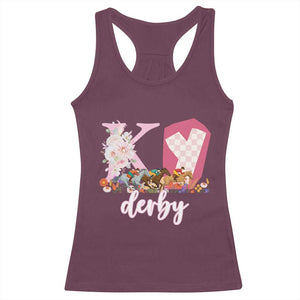 Retro Floral KY Horse Racing Graphic Racerback Tank Top Pink Gingham Southern Belle Derby Day Aesthetic TS02 Maroon Print Your Wear
