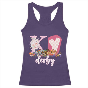 Retro Floral KY Horse Racing Graphic Racerback Tank Top Pink Gingham Southern Belle Derby Day Aesthetic TS02 Purple Print Your Wear