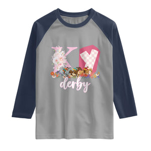 Retro Floral KY Horse Racing Graphic Raglan Shirt Pink Gingham Southern Belle Derby Day Aesthetic TS02 Sport Gray Navy Print Your Wear