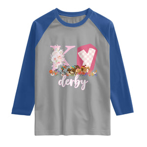 Retro Floral KY Horse Racing Graphic Raglan Shirt Pink Gingham Southern Belle Derby Day Aesthetic TS02 Sport Gray Royal Print Your Wear