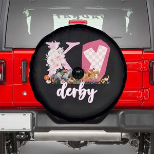 Retro Floral KY Horse Racing Graphic Spare Tire Cover Pink Gingham Southern Belle Derby Day Aesthetic TS02 Black Print Your Wear