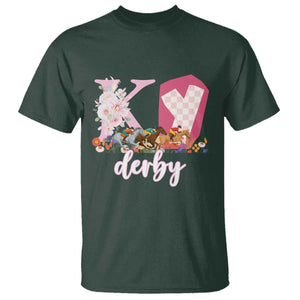 Retro Floral KY Horse Racing Graphic T Shirt Pink Gingham Southern Belle Derby Day Aesthetic TS02 Dark Forest Green Print Your Wear