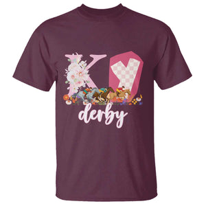 Retro Floral KY Horse Racing Graphic T Shirt Pink Gingham Southern Belle Derby Day Aesthetic TS02 Maroon Print Your Wear