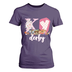 Retro Floral KY Horse Racing Graphic T Shirt For Women Pink Gingham Southern Belle Derby Day Aesthetic TS02 Purple Print Your Wear