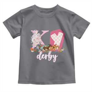 Retro Floral KY Horse Racing Graphic Toddler T Shirt Pink Gingham Southern Belle Derby Day Aesthetic TS02 Charcoal Print Your Wear
