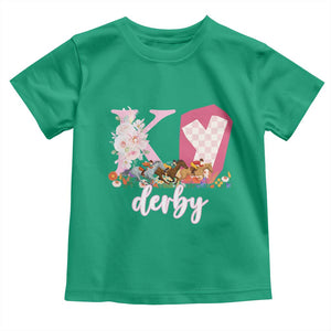 Retro Floral KY Horse Racing Graphic Toddler T Shirt Pink Gingham Southern Belle Derby Day Aesthetic TS02 Irish Green Print Your Wear
