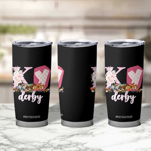 Retro Floral KY Horse Racing Graphic Tumbler Cup Pink Gingham Southern Belle Derby Day Aesthetic TS02 Print Your Wear
