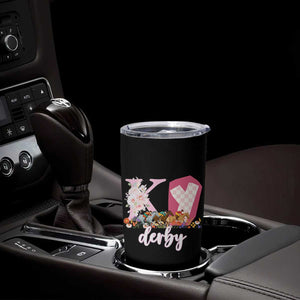 Retro Floral KY Horse Racing Graphic Tumbler Cup Pink Gingham Southern Belle Derby Day Aesthetic TS02 Print Your Wear