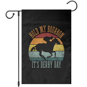 Hold My Bourbon It’s Derby Day Vintage Sunset Garden Flag Funny Horse Racing Enthusiast Retro Graphic TS02 Black Print Your Wear