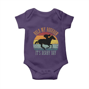 Hold My Bourbon It’s Derby Day Vintage Sunset Baby Onesie Funny Horse Racing Enthusiast Retro Graphic TS02 Purple Print Your Wear