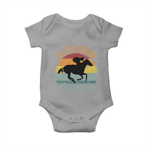 Hold My Bourbon It’s Derby Day Vintage Sunset Baby Onesie Funny Horse Racing Enthusiast Retro Graphic TS02 Sport Gray Print Your Wear