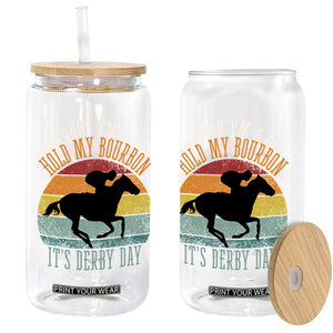 Hold My Bourbon It’s Derby Day Vintage Sunset Glass Can Funny Horse Racing Enthusiast Retro Graphic TS02 Print Your Wear