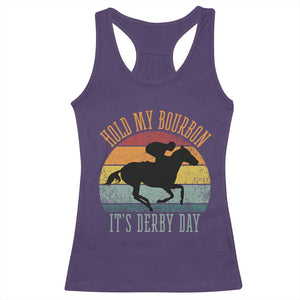 Hold My Bourbon It’s Derby Day Vintage Sunset Racerback Tank Top Funny Horse Racing Enthusiast Retro Graphic TS02 Purple Print Your Wear