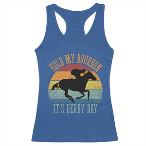 Hold My Bourbon It’s Derby Day Vintage Sunset Racerback Tank Top Funny Horse Racing Enthusiast Retro Graphic TS02 Royal Blue Print Your Wear