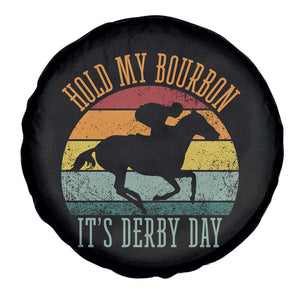 Hold My Bourbon It’s Derby Day Vintage Sunset Spare Tire Cover Funny Horse Racing Enthusiast Retro Graphic TS02 Print Your Wear