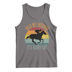 Hold My Bourbon It’s Derby Day Vintage Sunset Tank Top Funny Horse Racing Enthusiast Retro Graphic TS02 Deep Heather Print Your Wear