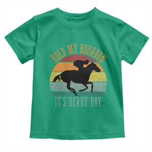 Hold My Bourbon It’s Derby Day Vintage Sunset Toddler T Shirt Funny Horse Racing Enthusiast Retro Graphic TS02 Irish Green Print Your Wear